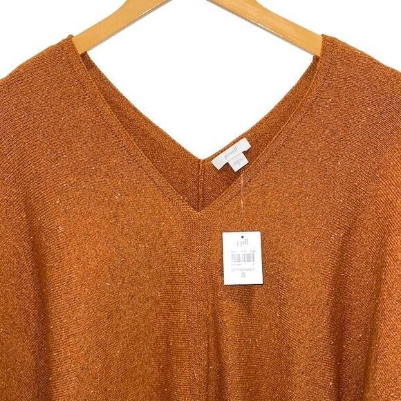 J. Jill Pure‎ Jill Tweed Double-V Sweater Size S Retail $89 NWT Burnt Orange - Picture 4 of 10
